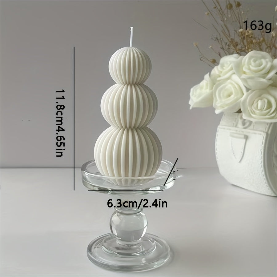 Scented Candle in a Romantic Wave Sphere - Featuring Sandalwood Fragrance, Stylish Geometric Design for Home Decoration, Ideal for Valentine'S Day And Other Special Events