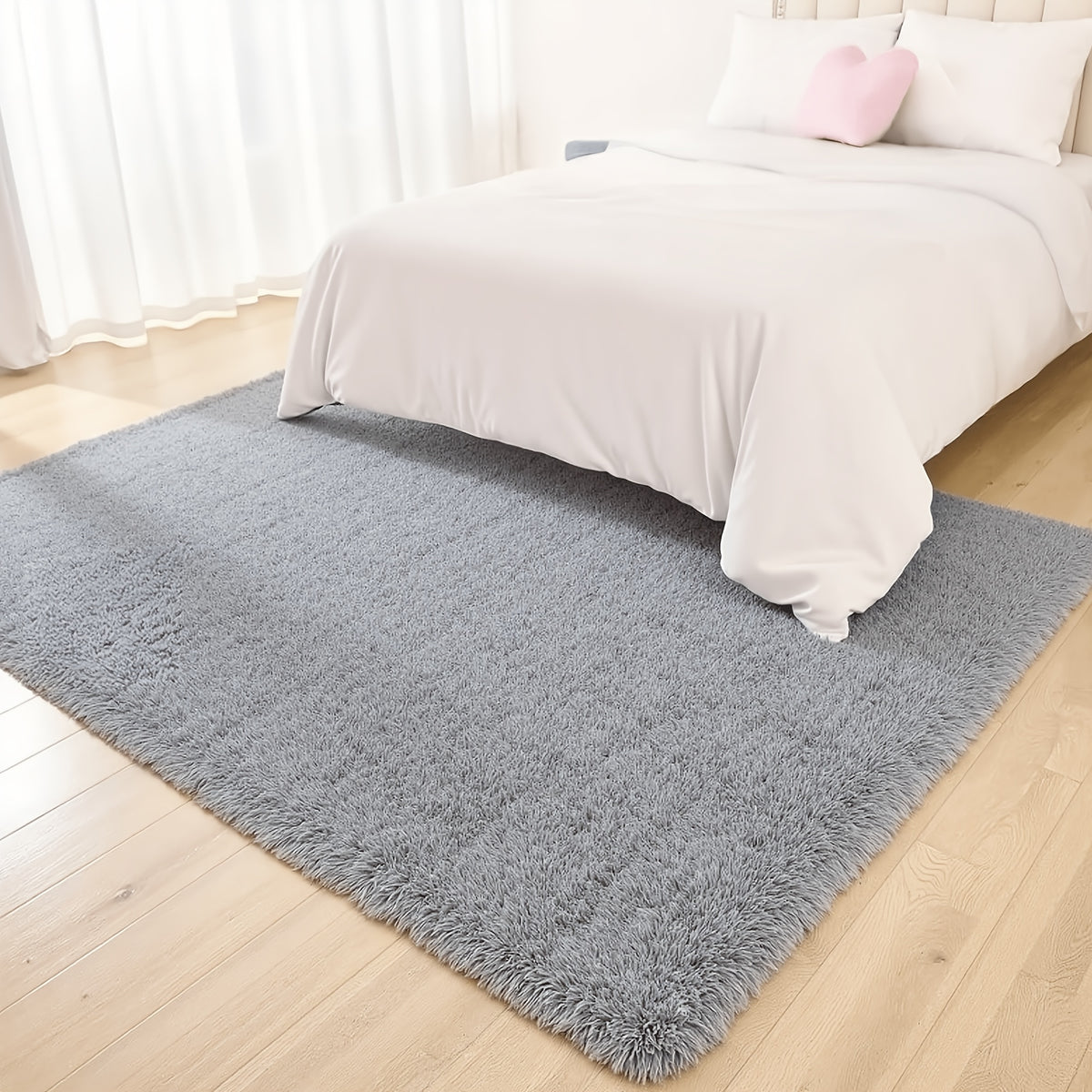High-Pile Area Rug, 1.6-Inch Soft Fluffy Machine Washable Polyester Carpet with Non-Slip Backing in Five Colors for Living Room and Bedroom Decor