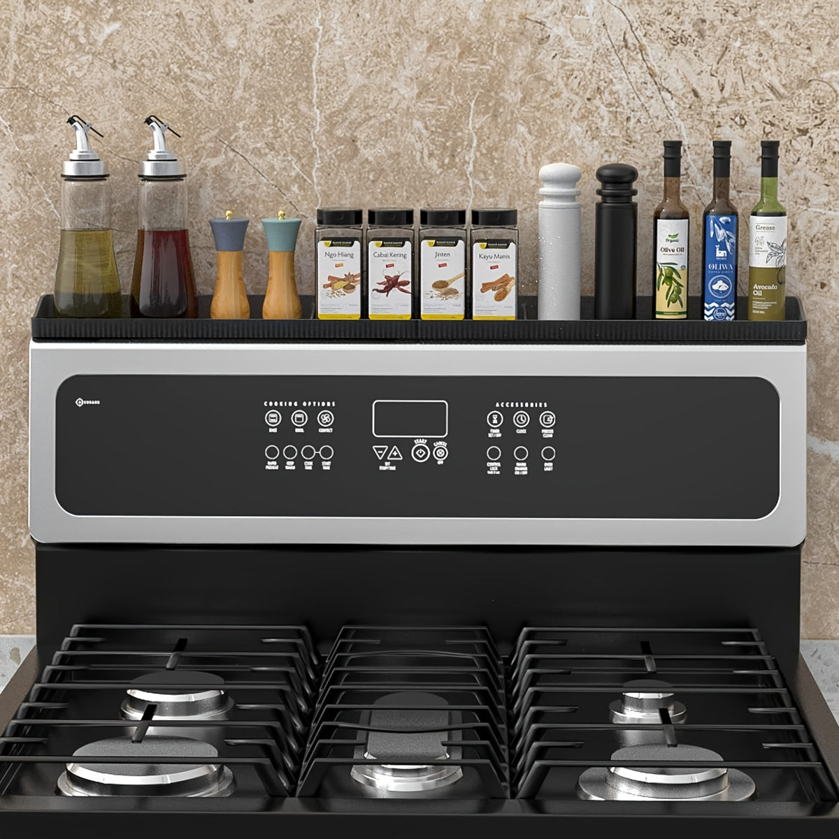 30-Inch Silicone Stove Organizer Rack with Heavy-Duty Suction Cups, Heat-Resistant, Dishwasher-Safe for Restaurants, Homes, And Commercial Kitchens