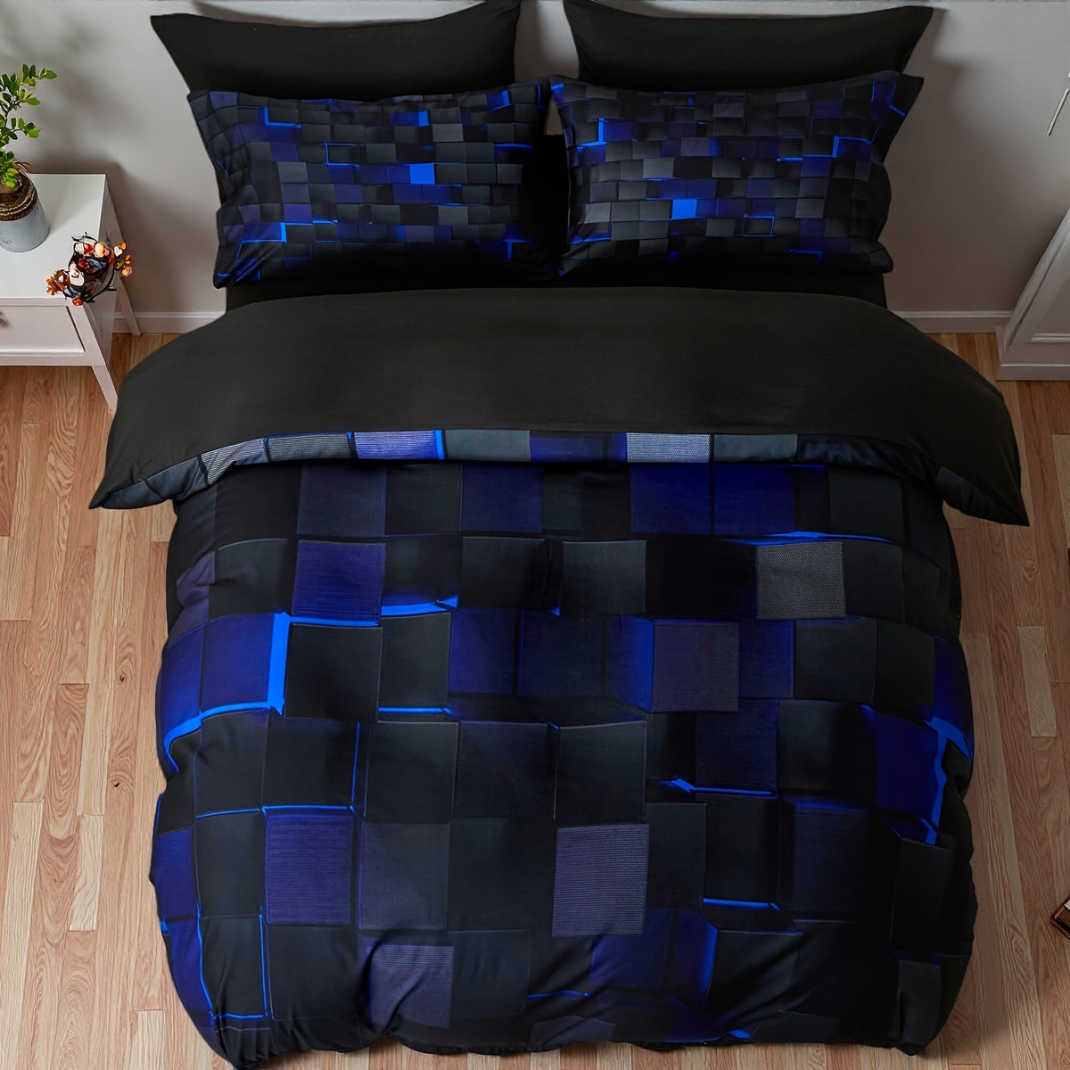 2/3pcs Cool Tech Digital Print Duvet Cover Set for All Seasons, Available In Red And Blue, In Four Sizes (Twin, Double, Queen, King)(1 Duvet Cover + 1/2 Pillowcase, No Filling), Gifts for The Family