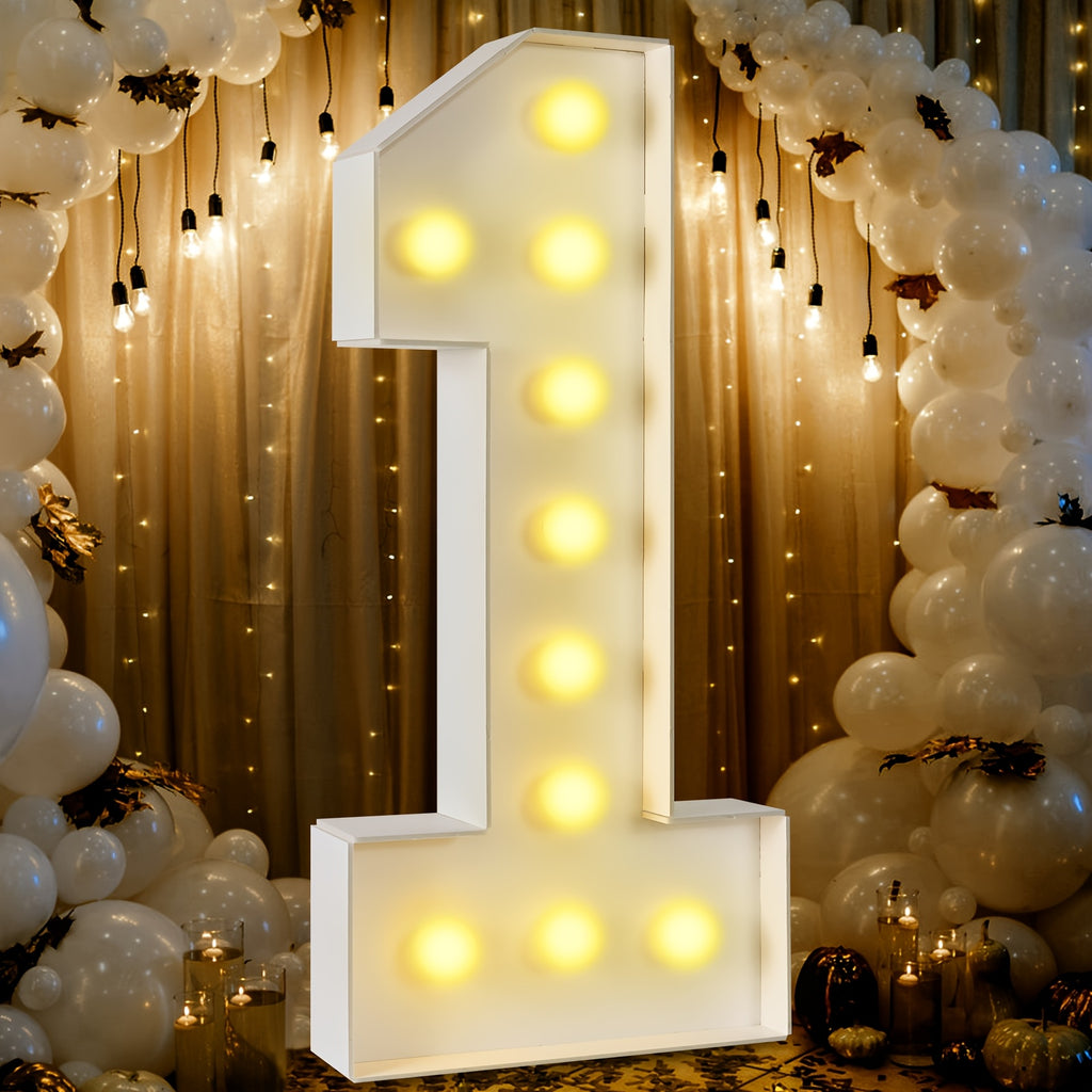 3ft Marquee Numbers 0-9 with Mosaic Frame, Decorative Light-Up Numbers with White Foam Cardboard, Lighted Holiday Displays Mosaic Number for Balloons Number Wedding Birthday Anniversary Party Decor,halloween/christmas decor