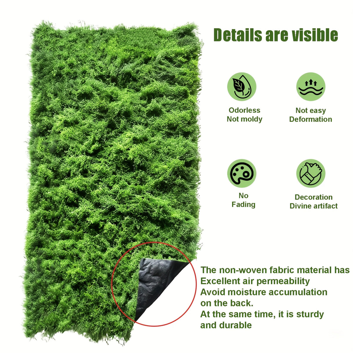 39.37X78.74inch/19.69X39.37inch Artificial Moss Blanket, Artificial Moss, Home Decoration Moss Mat, Easy to Cut, Suitable for Garden, Party, Christmas, Decoration, Fish Tank Landscape, Etc