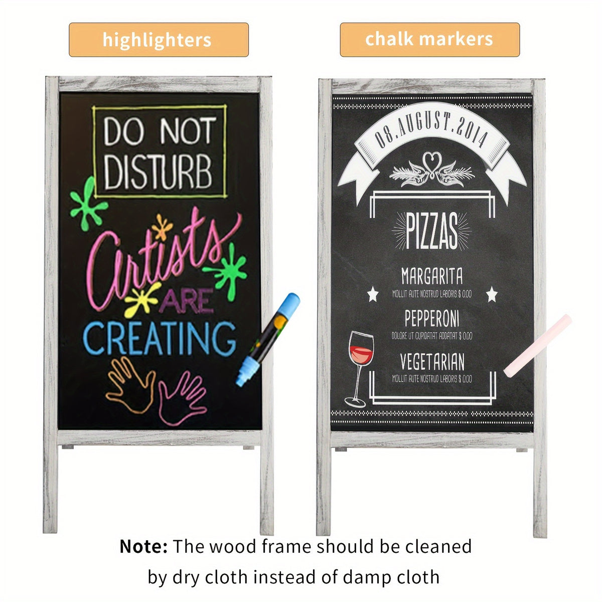 Double-sided Drawing Painting Board Magnet Wooden Standing Writing Blackboard A-Frame Chalkboard Restaurant Menu Display Sign for Coffee Shop Use Christmas Gift, 39 X20in Furniture for Home Free Shipping