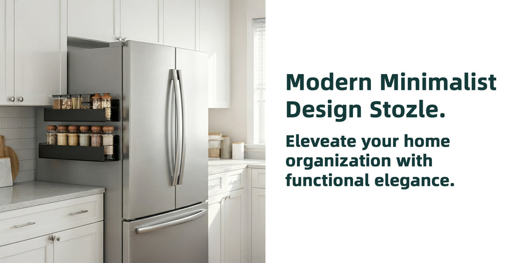 Magnetic Refrigerator Spice Rack, 2 or 4 Piece No-Drill Storage Organizer in Black or White for Kitchen Essentials and Compatible Appliance Surfaces