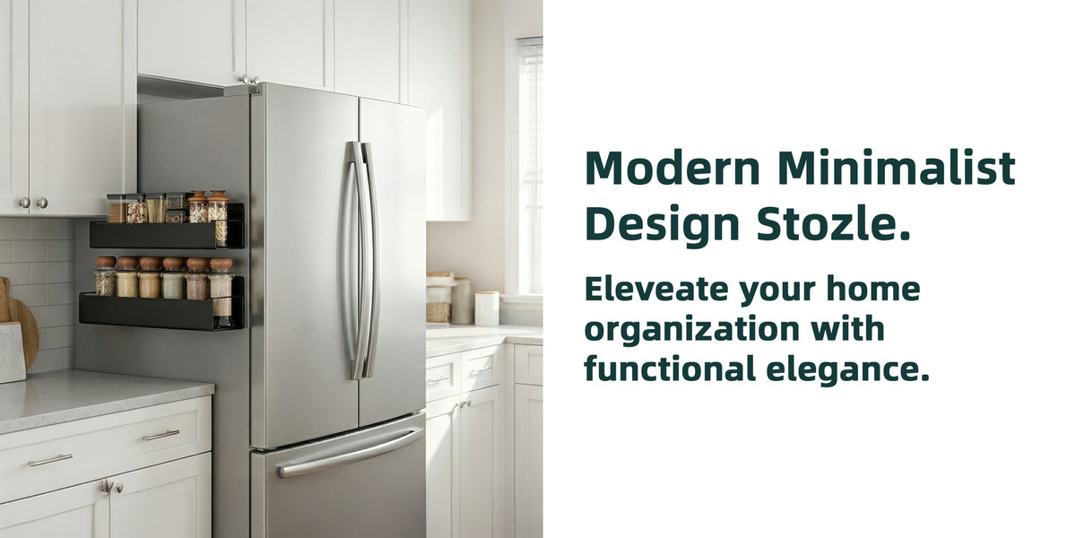 Magnetic Refrigerator Spice Rack, 2 or 4 Piece No-Drill Storage Organizer in Black or White for Kitchen Essentials and Compatible Appliance Surfaces