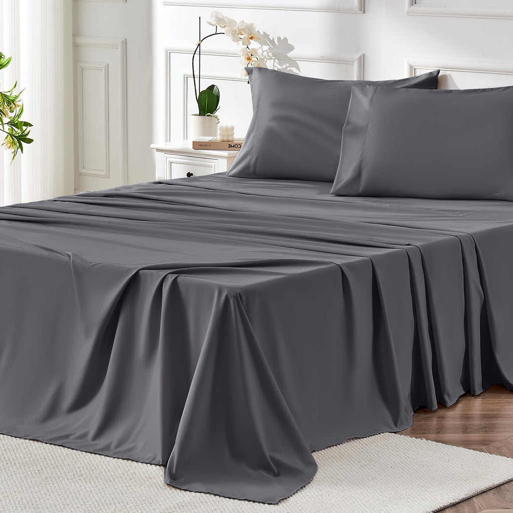 4pcs 2000 Thread Count Cooling Bamboo Bed Sheets Set, Breathable Soft Hotel Bed Sheets with 16" Deep Pocket, Wrinkle & Shrink Resistant, Includes Fitted Sheet, Flat Sheet & 2 Pillowcases, All-Season Luxury Bedding for Hot Sleepers