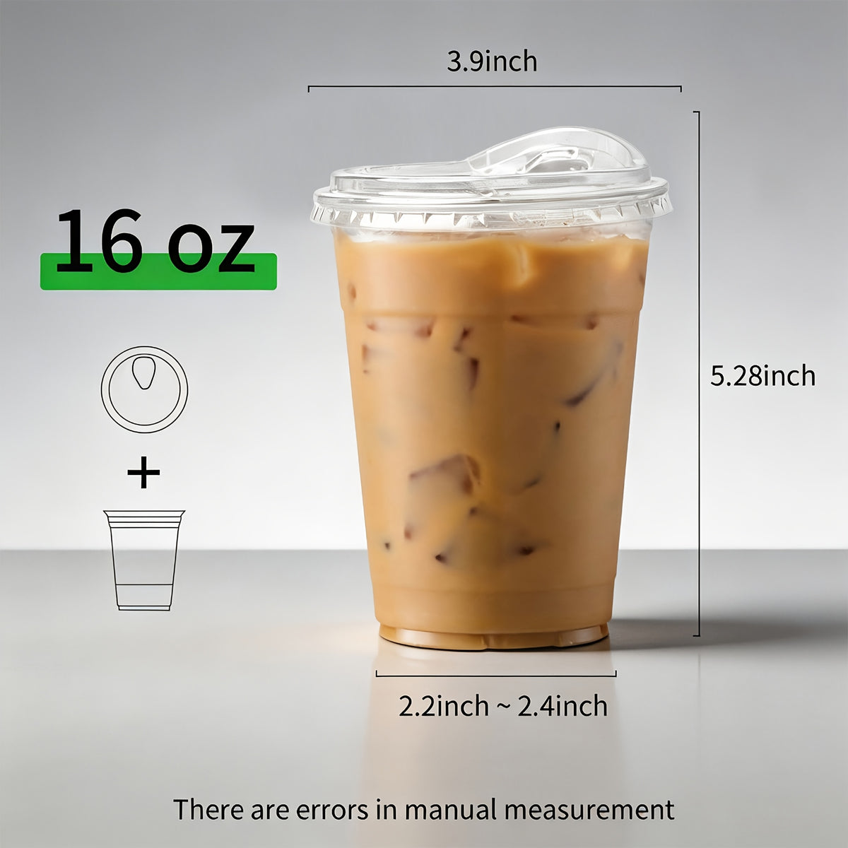 [100 Sets Of Plastic Cups with Lids]Frozen Cold Drink Storage Containers, Disposable Clear Plastic Cups with Lids, Iced Coffee Cups, Ideal for Iced Coffee, Smoothies, Milkshakes, Takeaway And Cold Drinks Perfect for Halloween, Christmas, And Parties
