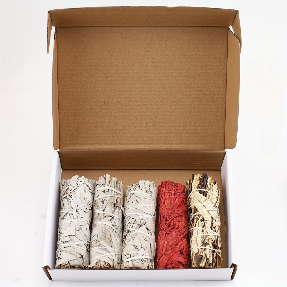 Sage Aromatherapy Cleansing Kit, Contains White Sage, Cedarwood, Dragon's Blood Sage, Eucalyptus And Lavender Incense Sticks, Combination Gift Set for Spiritual Aromatherapy Energy Cleansing, Meet Different Needs, Best for Christmas, Perfect for Thanksgiv
