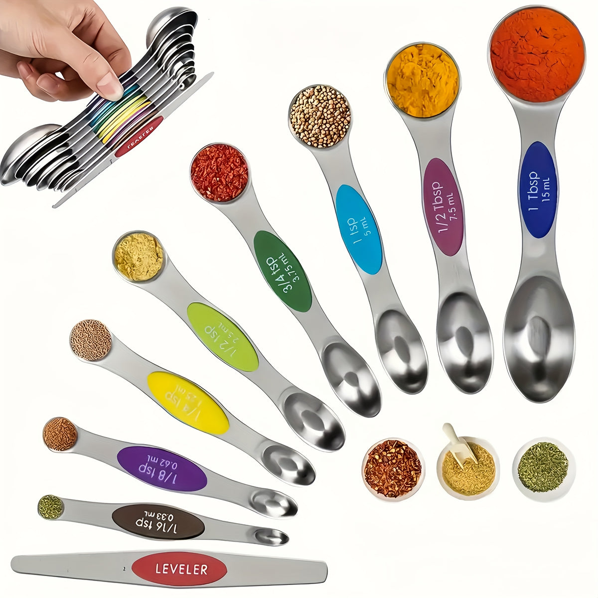 8pcs Measuring Cups/ 9pcs Measuring Spoons/ 17pcs Measuring Cups + Measuring Spoons Are Suitable For Both Dry And Liquid Ingredients - Very Suitable For Kitchen Tools, Kitchen Supplies, And Kitchen Accessories For Cooking And Baking.