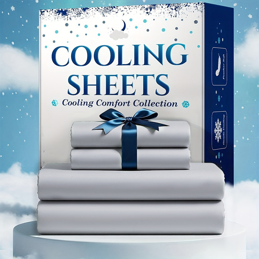 3/4pcs Bamboo Blend Cooling Bed Sheet Set - Kids Ultra Soft Breathable Sheets with Deep Pocket Fitted Sheet (18"-24" Height), Children, 2200 TC Cooling Fabric, Shrink & Wrinkle Resistant, for All-Season Comforter Fit, Hotel Luxury Christmas Gift