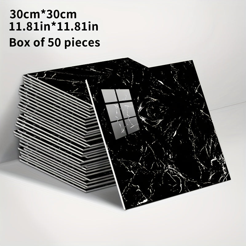 20/50pcs 3D Marble Wall Tiles Wallpaper, Self-Adhesive Foam Wall Panels, Home Decoration Wall Stickers, Peel And Stick, Easy to Clean And Cut, Suitable for Renovation of Bathrooms, Living Rooms, Kitchens, Bedrooms, Not Real Tile (Grey Marble)