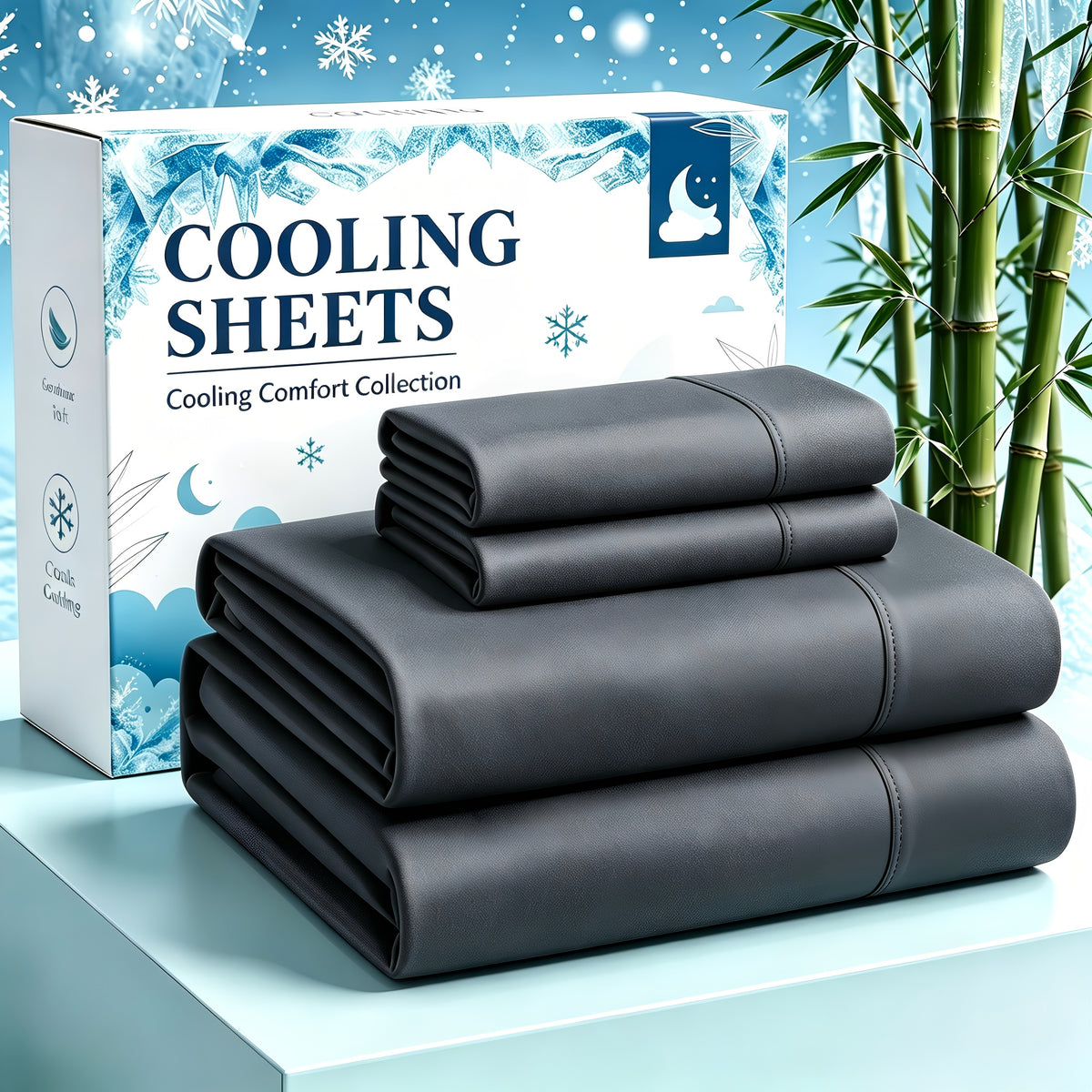 4-Piece Luxury Cooling Sheet Set - Breathable And Cooling Sheets - Hotel Luxury Sheet Set - Easy to Install And Secure - Soft, Wrinkle-Resistant Comfortable Sheets - Extra Deep Pocket Sheet Set - 4-Piece Set, Color Random