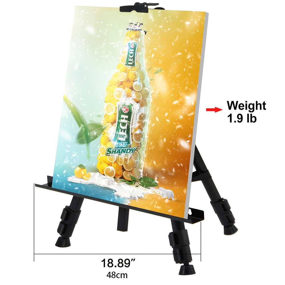 66 Inch 3-Section Adjustable Metal Easel - Foldable Portable Floor Standing Tripod Stand for Wedding Signs, Art Displays, Painting & Party Decorations - Sturdy Lightweight Black Easel with Instant Setup, Art Display Equipment | Triplesection Stand