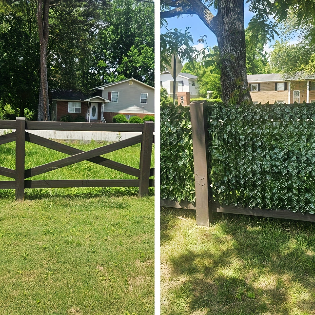 40x120 Inch Large Artificial Ivy Privacy Fence Panel - UV-Resistant Heavy Duty Plastic Leaf Screen with 20 Installation Ties, Realistic Evergreen Hedge Panel Suitable for Indoor/Outdoor Use, Easy Installation, No Maintenance Required - Privacy Fence
