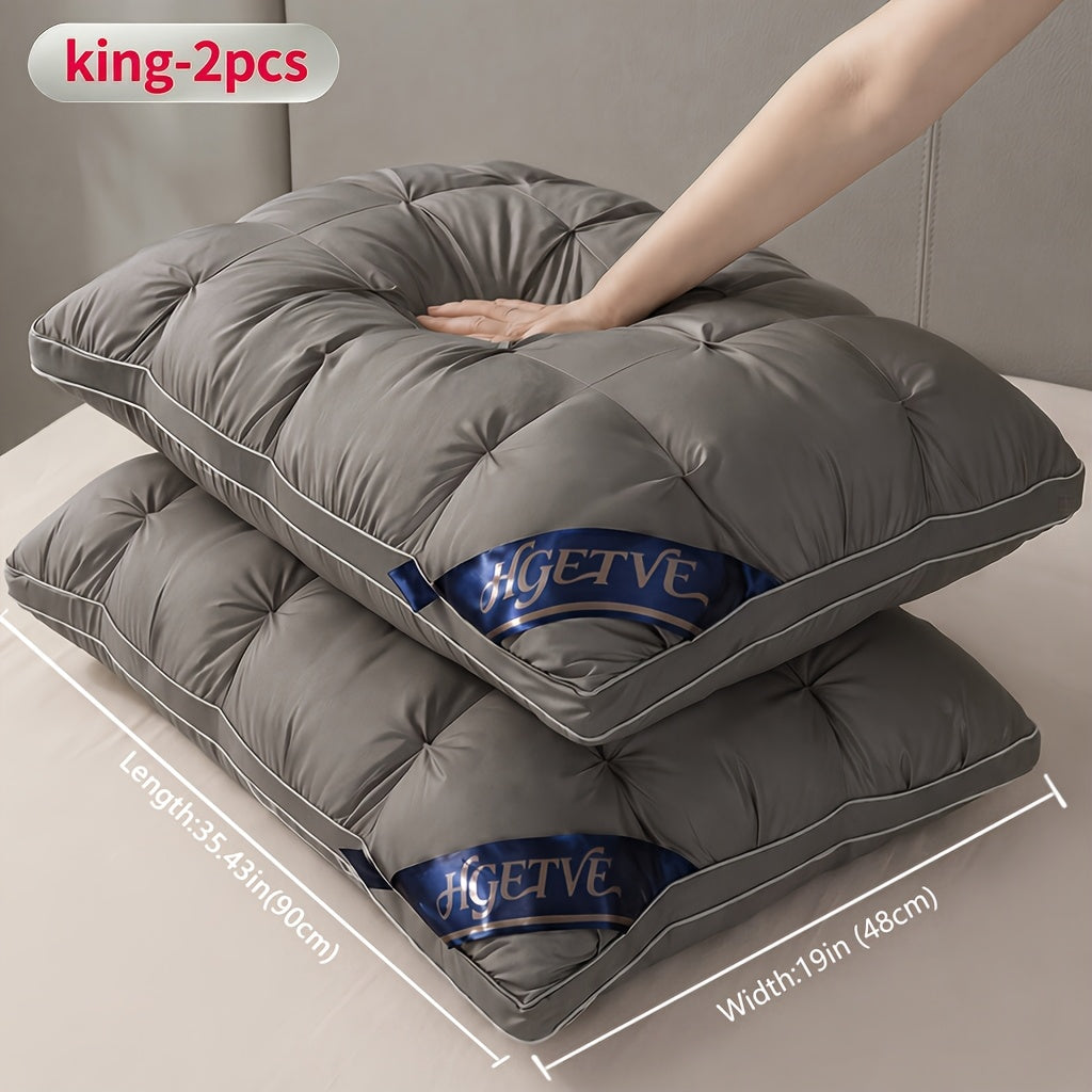 2pcs Hotel Quality Sleep Pillow, Deep Sleep Neck Pillow, Highly Elastic And Plump Pillow Core, Hypoallergenic And Skin-Friendly Pillowcase, Easy Clean, Soft And Breathable, Sleep-aiding Pillow, All-Season, Queen/King Size, Holiday Gift
