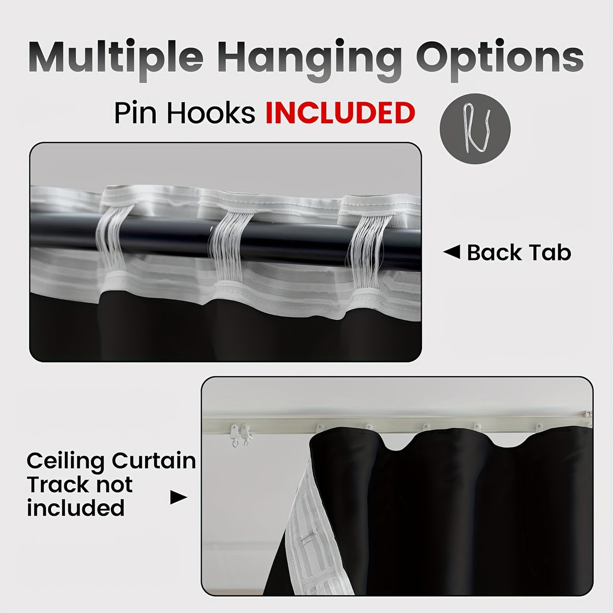 1-Panel Modern Blackout Room Divider Curtain Panel Suitable for Ceiling Track/Rod Pocket Mount, Panel with Hooks, Blocking Floor/Wall Curtain for Doors, Machine Washable for Bedroom/