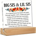 Sister Acrylic Desk Sign with Big Sis & Lil Sis Floral Quote, 10 x 10 cm Clear Tabletop Keepsake for Sister Birthday, Christmas and Thanksgiving Gifts