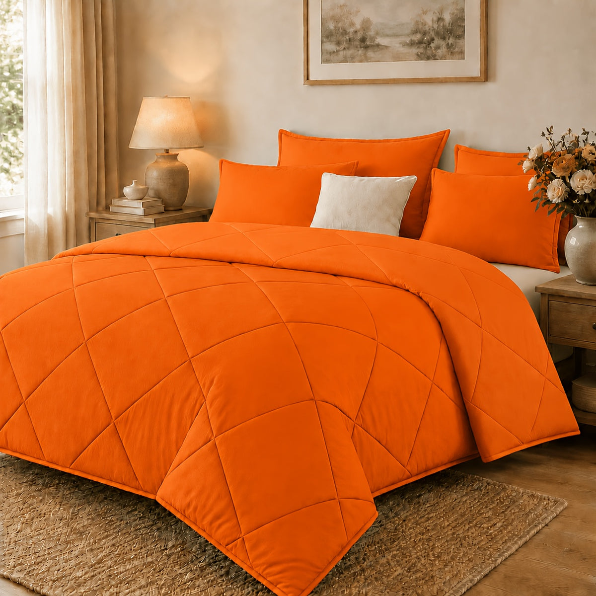 2/3pcs Solid Color Diamond Quilted Large/King Size Bedding, Soft, Comfortable, and Fluffy with Microfiber Filling and Lightweight, Breathable Fabric. Easy to Care for, Warm for All Seasons. Includes Comforter and Pillowcases. Luxurious Quality