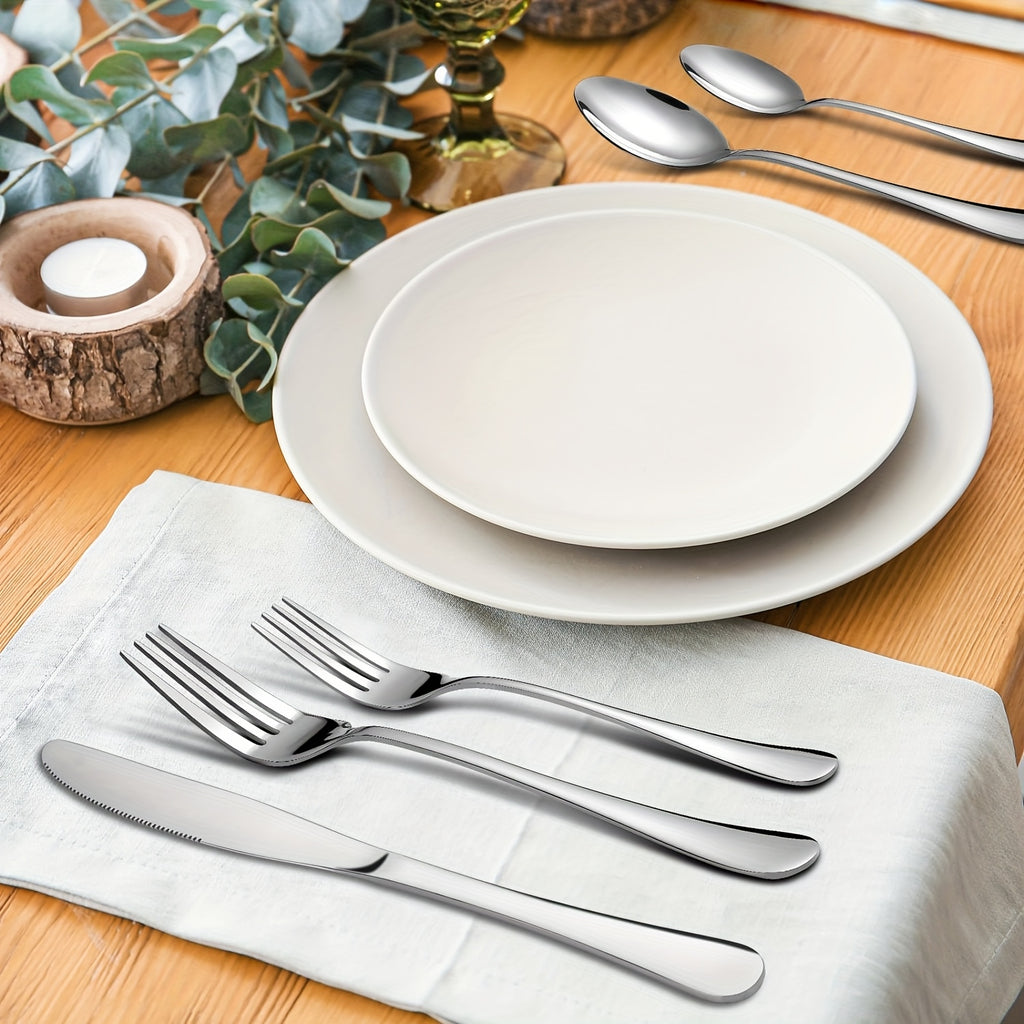Titanium Plated Rainbow Silverware Set, 20 or 60 Piece Mirror Polished 304 Stainless Steel Flatware with Knives Forks and Spoons for Home and Holiday Dining