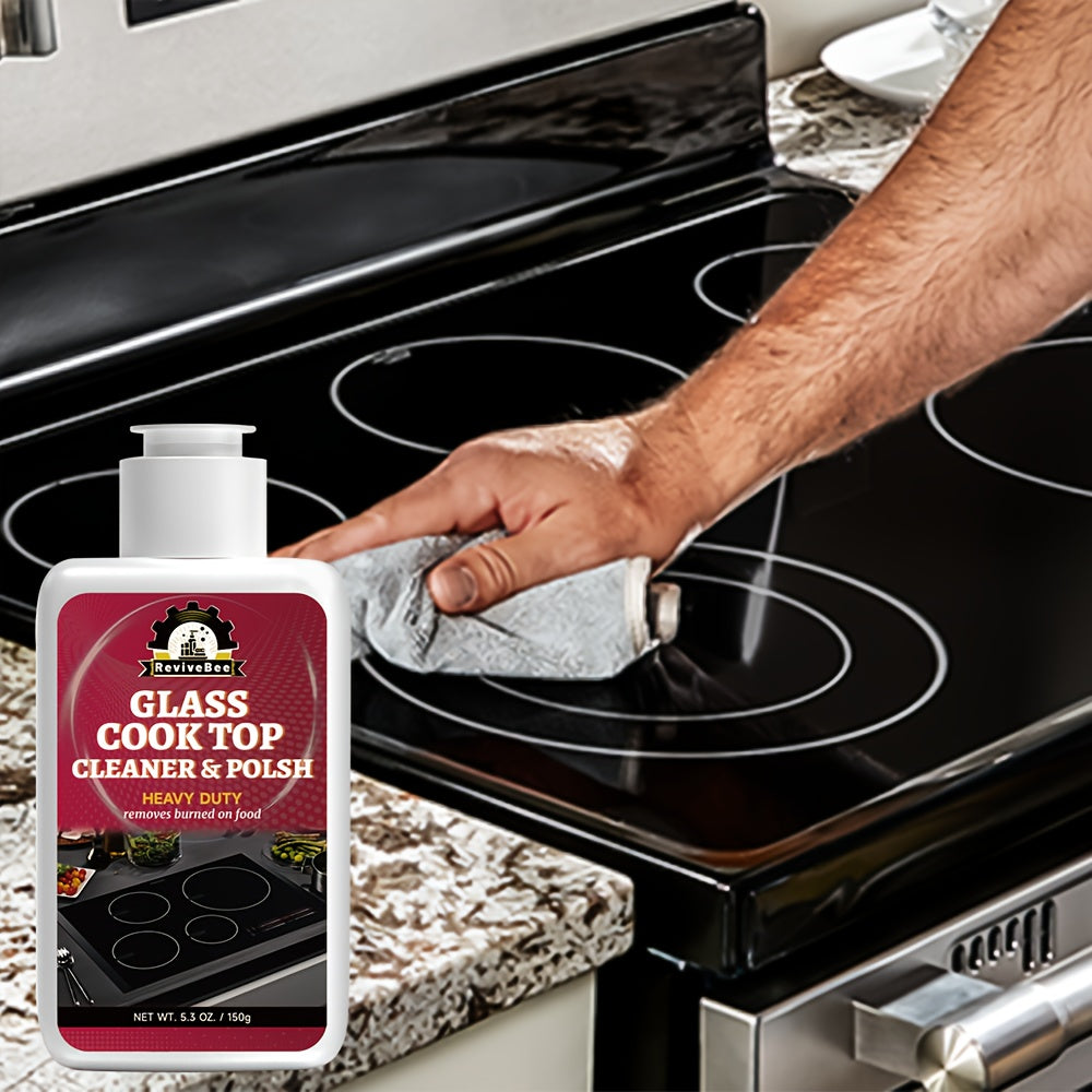 Cooktop Cleaning Paste Removes Grease, Oil Stains & Burnt-On Food From Stove Tops & Burners, Easy Scrub Kitchen Cleaner