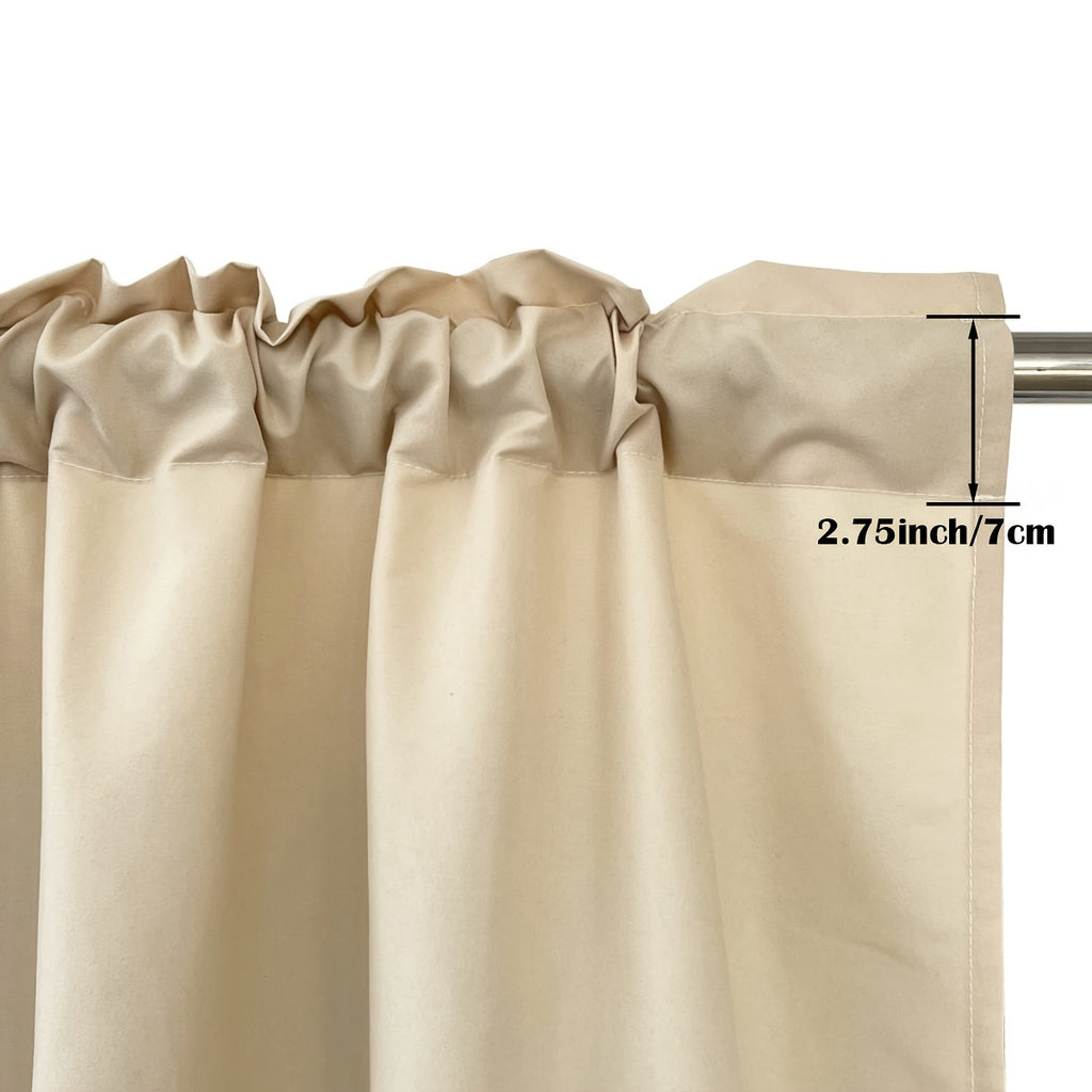 Light Filtering Rod Pocket Curtains, 4 Solid Color Window Panels for Living Room, Bedroom and Home Office Decor in Multiple Sizes