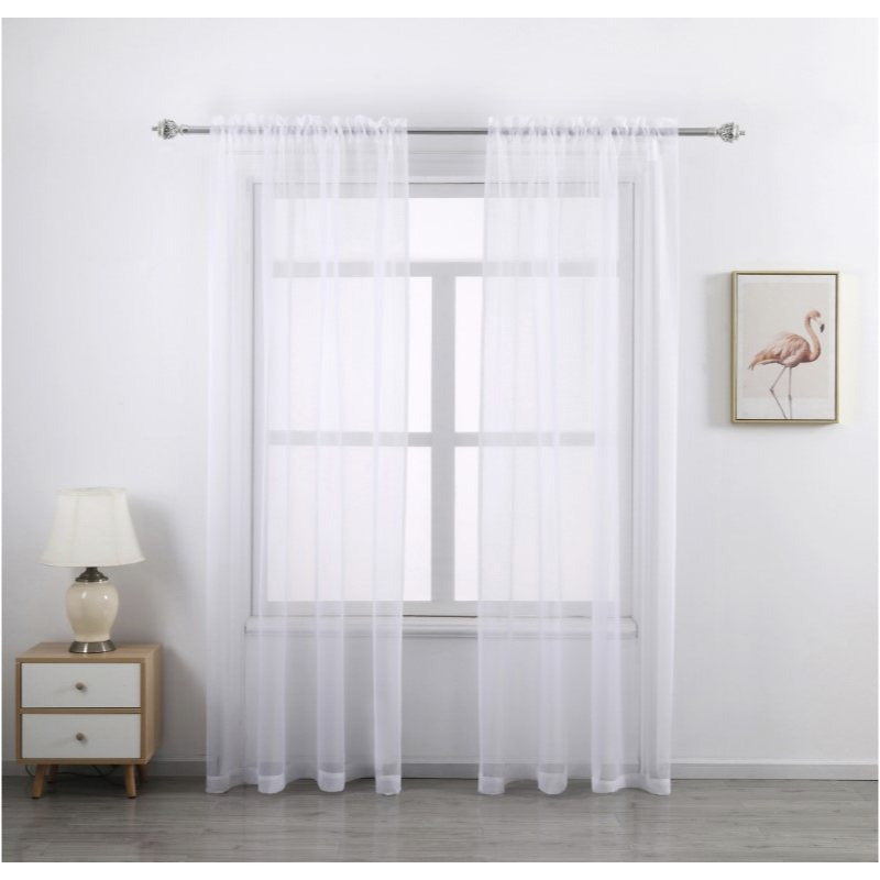 2 Panels Basic Modern Sheer Curtains - Rod Pocket Design Light Filtering Privacy Simple Design Window Drapes for Living Room, Bedroom, and Modern Home Decor Available in Red/Green/Blue/White/Black/Khaki/Yellow