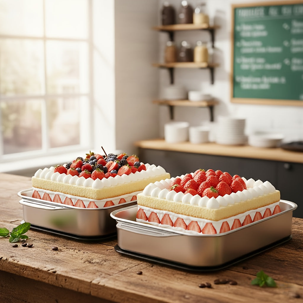 2/4/6/8pcs Extra Large Heavy Duty Stainless Steel Baking Pans with Lids - Non-Stick, Thick Rectangular Oven Trays for Desserts, Bread, And Seafood - Perfect for Bbqs, Buffet Serving Trays