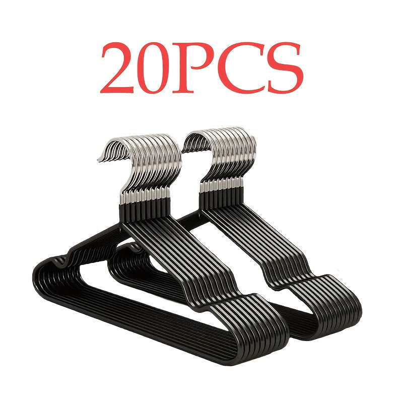 60/50/25/20pcs, Non-slip Heavy-duty Hanger, (15.75" × 7.87"), 40-50g Black Manganese Steel Dip Hanger, Bedroom Storage, Laundry Storage Helper, Advanced Long-lasting Storage Solution For Bedroom And Closet, Wet And Dry, Space-saving Design