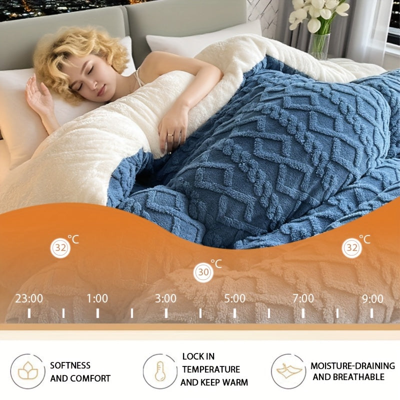 , A Piece Of High-quality Thickened Velvet Blanket, Soft100% Superfine Fiber Filling, Light Beige Soft Polyester Fabric, Suitable For Bedrooms And Hotel Rooms(Pillowcases Are Not Included), Winter Warmth Blanket, Soft And Thick Blanket