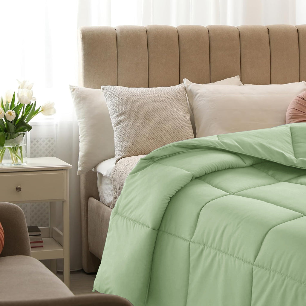 Lux Decor Comforter - All Season Quilt Comforter For Summer Sleeping With Corner Tabs - Soft, Breathable Versatile Bedding & Bedroom Decor - Luxurious Box Stitching