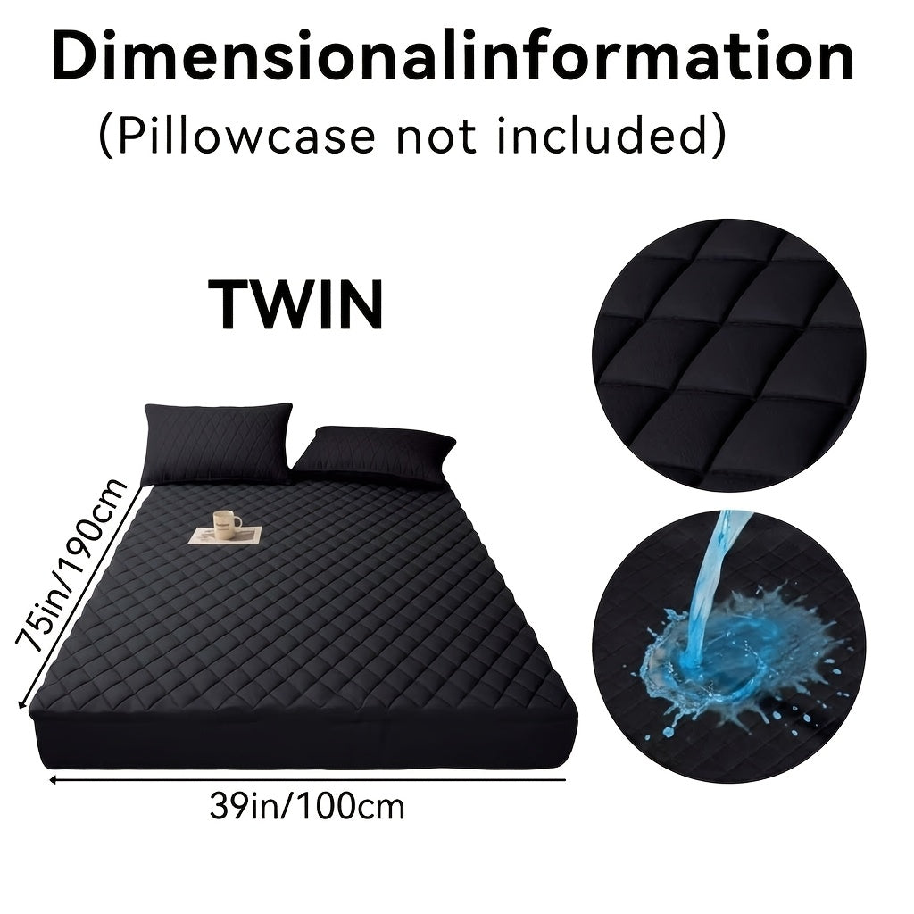 1pc Luxury Waterproof Mattress Protector with Side Storage Pocket, Diamond Quilted Deep Pocket Mattress Cover Including Random Color, Breathable Cooling Mattress Pad, Soft Noiseless Bed Protector for Twin Full Queen King