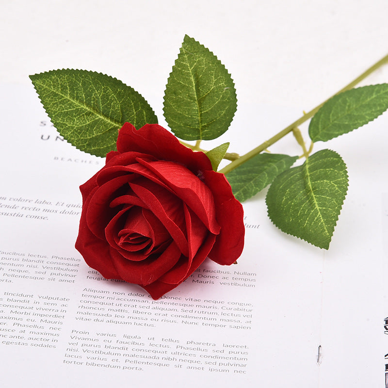 10pcs Artificial Velvet Rose Burgundy Red Flowers Fake Roses with Long Stems for Valentine's Day & Wedding Bouquets Centerpieces Bridal Shower Party Decorations