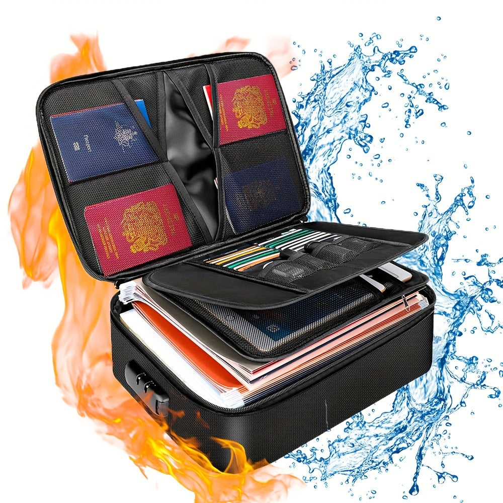 Document Organizer with Combination Lock-Portable, Multi-Compartment Storage Bag for Home/Office, And Travel-Secure File Storage for Documents, Cards, And Gadgets, Storage Bins for Home Organization