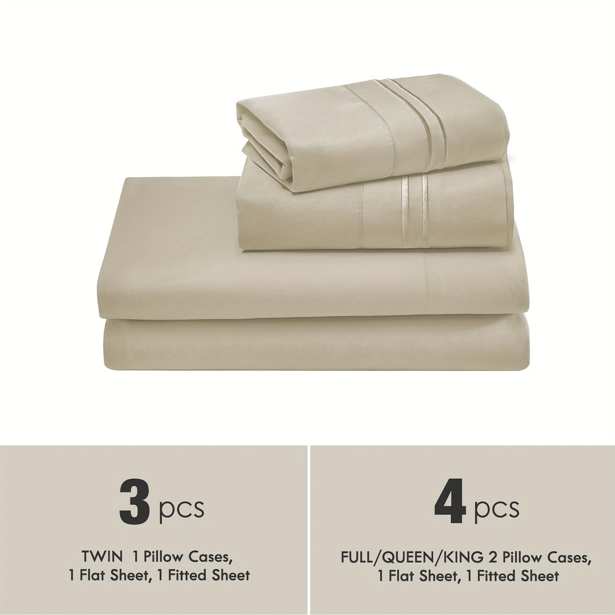 ClevaHome Light Luxury Breathable Sheet Set - 3/4pcs Deep Pockets Cooling Soft Bedding, Fade-Resistant Deep Pockets, All-Season Comfort, Ideal for Dorms, Guest Rooms Everyday Use Twin Full Queen King Sheet
