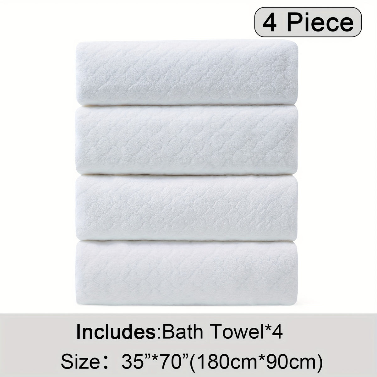 4pcs Oversized Bath Towel Set in Sleek Blue - Ultra Soft, Highly Absorbent, Quick-Dry Microfiber with Diamond Pattern - Includes 4 Bath Towels, and Matching Beach Chair Cover - Ideal for for Bathroom Hotels Gym, Valentine's Day Gift, Wash Cloths