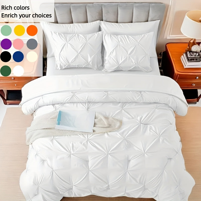 Cosybay 7 Piece Pinch Pleated Comforter Set Queen King Size, Luxury Soft Fluffy Bedding Includes 1 Comforter, 1 Extra Deep Pocket Fitted Sheet, 1 Flat Sheet, 4 Pillowcases & Pillow Covers, Perfect for Halloween Party, Holiday Celebrations & Birthday