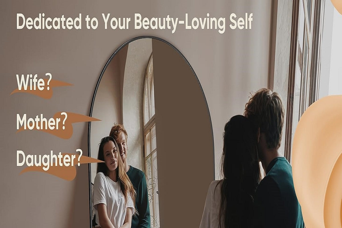 Homsion Full Length Floor Mirror - Freestanding Arched design with Sturdy Base, Large Full Body Mirror for Bedroom, Living Room, Bathroom - Space-Enhancing Elegant Home Decor Standing Mirror, Polished Surface