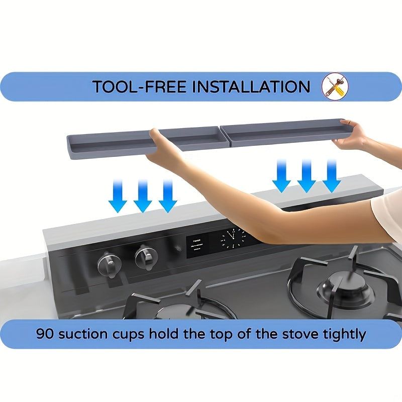 30-Inch Silicone Stove Organizer with Ultra-Strong Suction Base | Non-Slip Space-Saving Storage Rack for Spices, Utensils & Kitchen Tools | Heat-Resistant, Dishwasher-Safe & Durable Design for Gas & Electric Stoves, RV, Small Kitchens