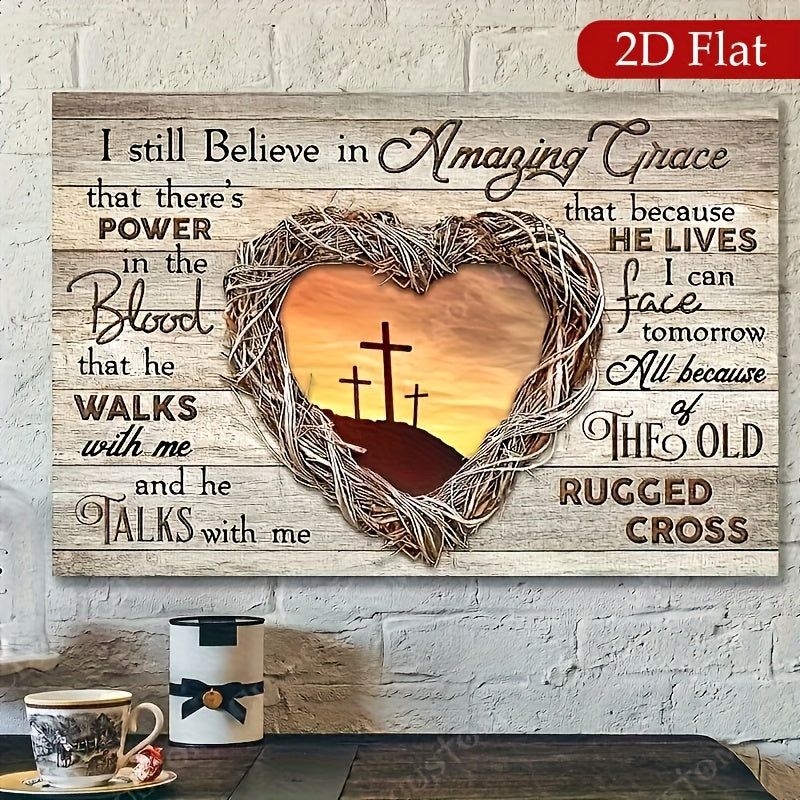 2D Flat, 1pc Wood Framed Canvas, Sunset Painting, God Landscape Canvas, Into The Arms Of Jesus, Gift for Christian, Ready to Hang,for Halloween And Christmas  for Halloween&Christmas