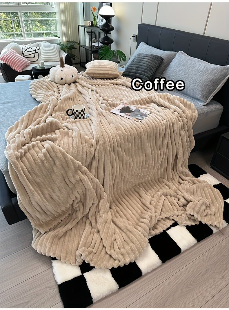 Ultra-Soft Thick Fleece Blanket | Multi-Color, 3D Faux Rabbit Fur, Double-Sided, Ideal for All Seasons, Home, Office, Travel, Camping, Gift for All Occasions