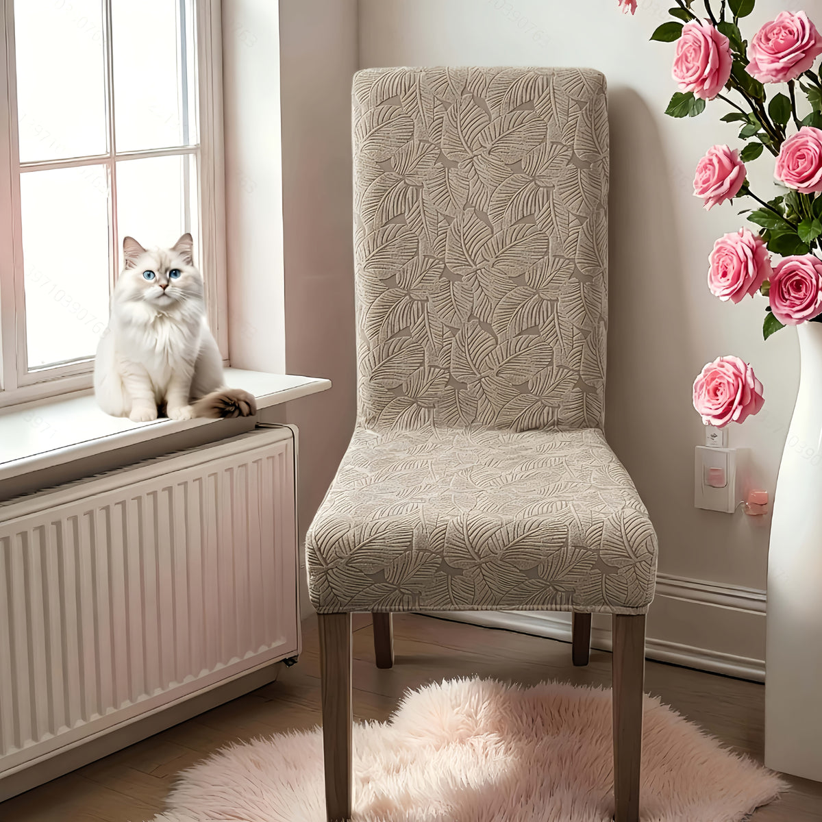 4/6pcs Plant Printing Dining Chair Covers, Stretch Parsons Chair Slipcovers for Dining Room, Kitchen Chair Protector Covers, Wedding Season, Vintage Style, Elegant Style, Halloween, Christmas, Home Decoration