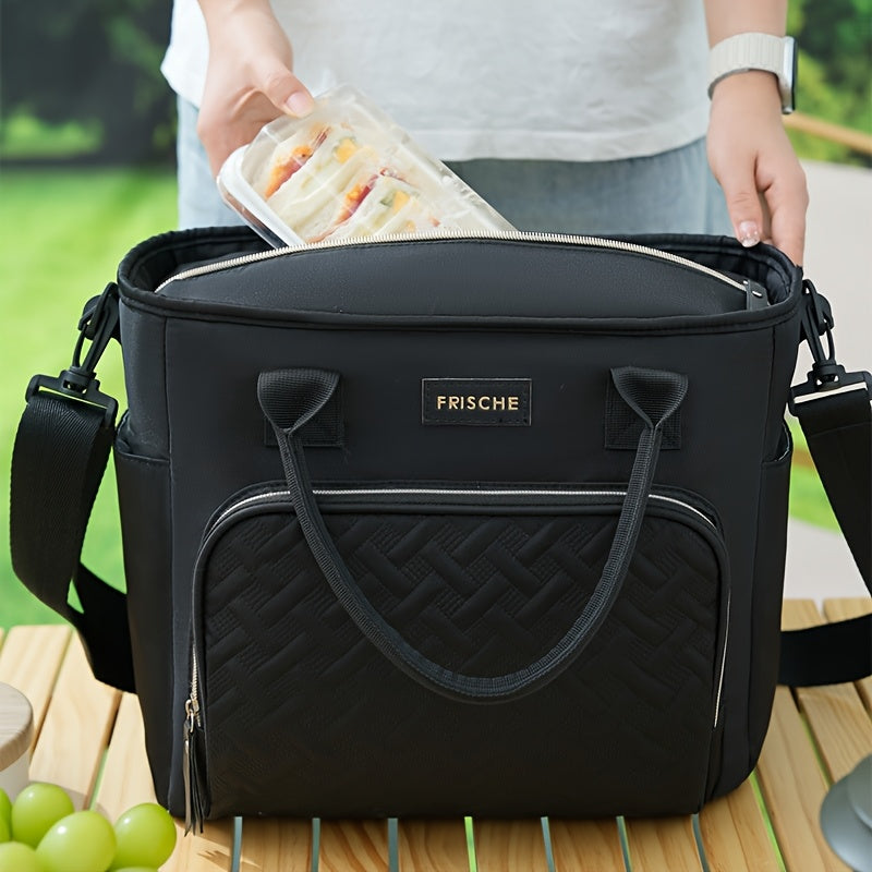 Extra Large 2.91gal Insulated Lunch Bag, Portable Thermal Tote with Adjustable Shoulder Strap and Handle, Cold & Hot Food Carrier, Beach Cooler Bag for Outdoor Use, Keeps Meals Fresh and Delicious, Non-Food Contact