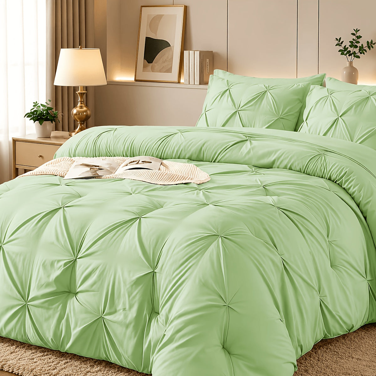 2/3pcs Solid Color Diamond Quilted Large/King Size Bedding, Soft, Comfortable, and Fluffy with Microfiber Filling and Lightweight, Breathable Fabric. Easy to Care for, Warm for All Seasons. Includes Comforter and Pillowcases. Luxurious Quality