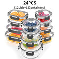 Glass Food Storage Containers with Lids, 24-Piece Set of 12 Glass Boxes and 12 Airtight Covers for Meal Prep, Work Lunches and Kitchen Organization