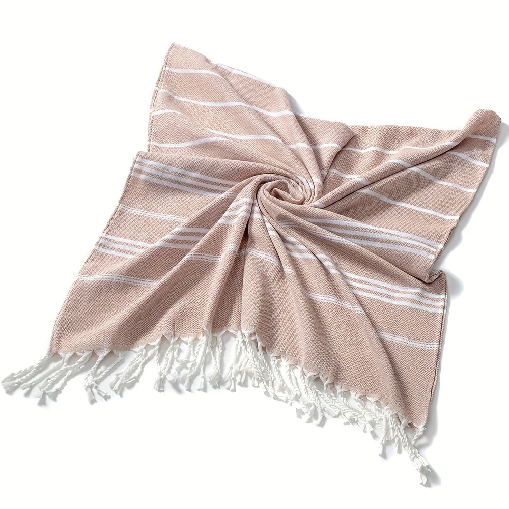 1pc Classic Series Durable And Shrink-Resistant Turkish Striped Beach Towel, Lightweight And Quick-Drying, Oversized at 90X180Cm/35. 5X71Inch, Suitable for Pools, Travel, And Outdoor Use, Soft And Sand-Resistant, Available in Various Colors