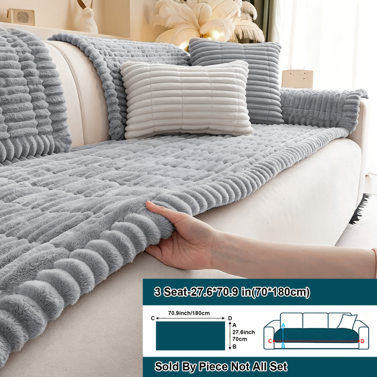 1pc Soft Quilted Thick Sofa Cushion, Bohemian Style Removable Machine Washable Sofa Protector, All Season Pet Friendly 1/2/3/4 Seater Split Sofa Cover, Suitable for Living Room Bedroom, Living Room Office Furniture Protective Covers