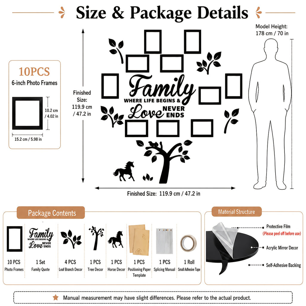[Christmas Halloween] Set of 3D Acrylic Photo Frame Wall Decorations With Poster Templates - Self-Adhesive DIY Photo Collage Gallery for Family, Family Tree, Wedding, New Year, Christmas, Back to School, Anniversary for Halloween&Christmas