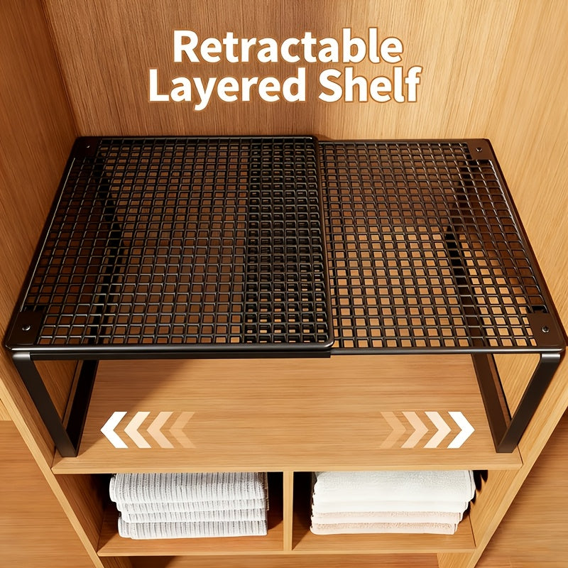 Heavy-duty Adjustable And Expandable Wardrobe Storage Rack-space-saving Stackable Metal Storage Rack, Polished Treatment, Kitchen, Bedroom, Desk Storage Rack, Storage Rack, Sundry Rack, Storage Rack, Kitchen Rack, Kitchen Storage Rack