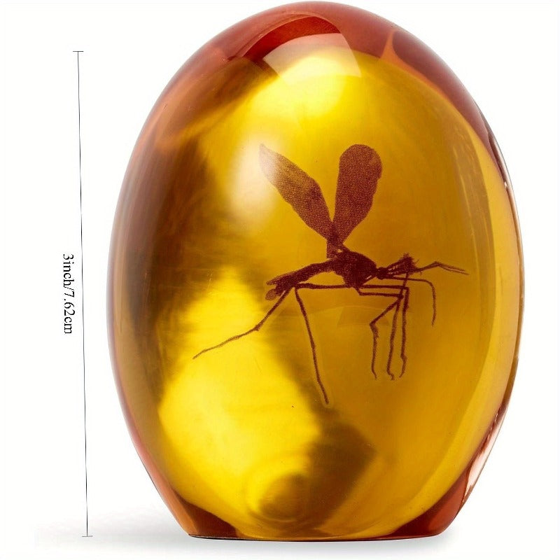 Amber Resin Replica Mosquito | Collectible Paperweight | 3 Inches Tall