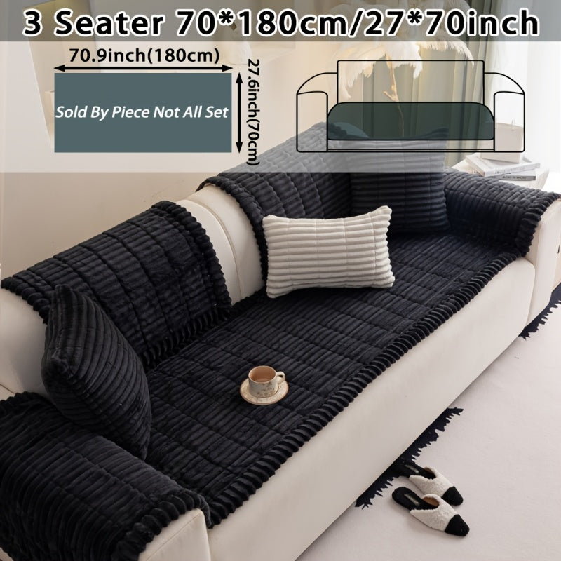 1pc Bohemian Style Sofa Cover, Plush Thick Warm Sofa Cover with Ruffled Edges, a Pet'S Favorite, Home Protection And Decoration Cover
